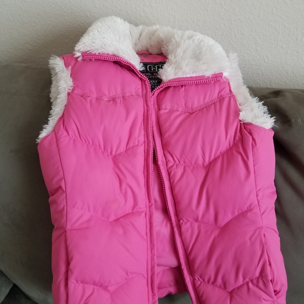 GIRLS PINK PUFFER VEST POLYESTER FILL